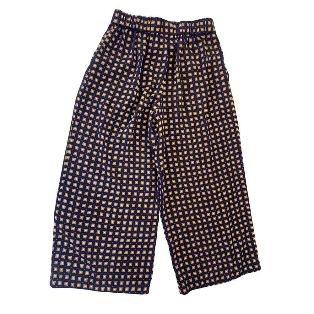 Zara Trafaluc Wide Leg Cropped Pants Elastic Waist Geometric Size Women's Small - Picture 7 of 9